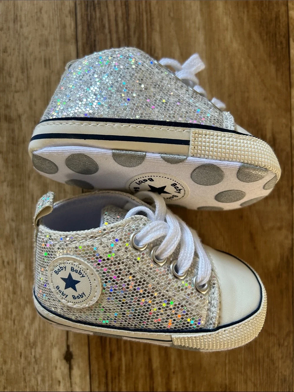 Baby Baby silver glitter sneakers-  size 1 (0-3 months)